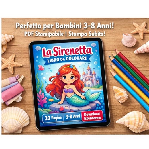 Little Mermaid Coloring Book for Kids Ages 3-8 | Printable PDF | Classic Fairy Tale | Creative Activity | Instant Download - Etsy