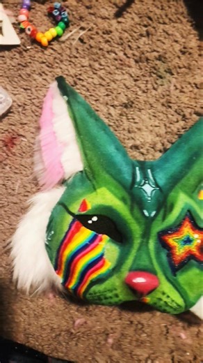 Thank you, @Cinder_star for the suggestion! IKEA Alien themed mask💚👽 #antiai #therian