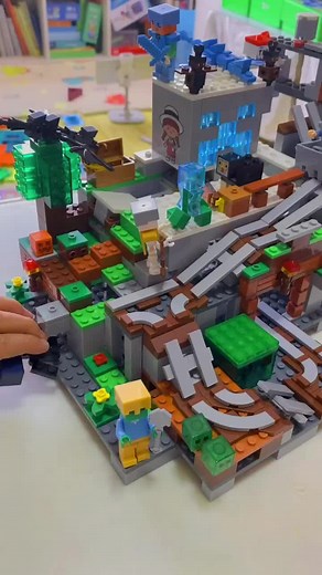 Exploring the Mountain Cave with LEGO and Minecraft Toys