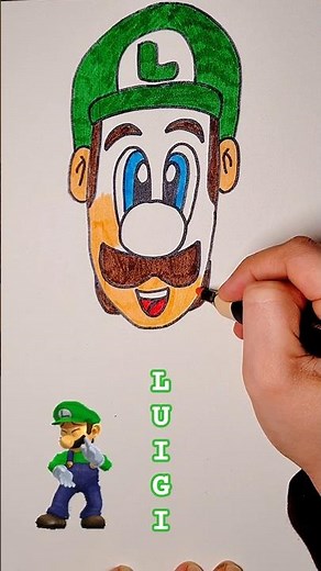 Easy Luigi Drawing 🍄✨ #shorts #fanart #easyart #easydrawing #supermario #luigi #artforkids #drawing