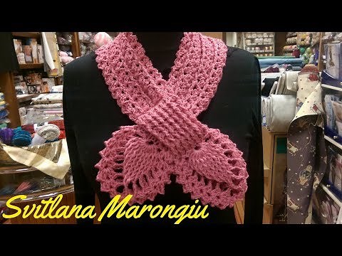 Tutorial Sciarpa-scaldacollo all'uncinetto con foglie Ananas