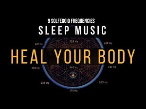 BLACK SCREEN SLEEP MUSIC ☯ All 9 solfeggio frequencies ☯ Full Body Healing
