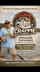 🎣 The search is ON for America’s top crappie anglers! Join the Mr. Crappie Big Crappie Classic�📅 Feb 15 – March 15�📸 Catch • Photo • Score�Log your best 10 crappie over 30 days. 🏆 Ways to Win:�• Longest Black Crappie (Top 10)�• Longest White Crappie (Top 10)�• Weekly Lure Bundle Giveaways�• First Angler to 100 Crappie�• Dock Daddy Action Shot Challenge (Wally Marshall’s Pick) 💰 Cash Product Prizes 🎁 Mr. Crappie Lures, Lew’s Wally Marshall Rods & Reels, Dock Daddy Chain 💵 Entry Fee: $10 Mo