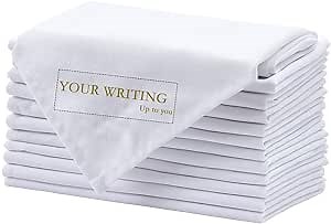 Alevel Cloth Napkins 20x20 Inch 12 Pack, Embroidered Table Napkins, Advanced Customized Embroidery Design