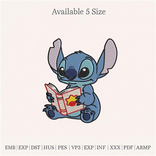 Cute Blue Alien Reading Book Embroidery Design, Cartoon Character Embroidery File, Kids Machine Embroidery Pattern | PES DST JEF VP3 - Etsy