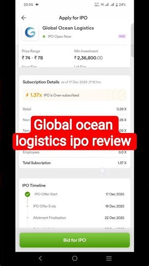 Global Ocean logistics ipo review