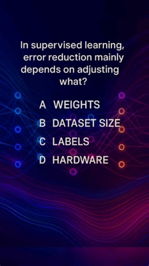 QUIZVERSE on Instagram: "In supervised learning, error reduction mainly depends on adjusting what?"