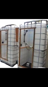 Cool #diy #hack #water #totes turned into an outdoor shower we firmly believe in recycling or up cycling. Anything we can get our hands on I just thought this was so fabulous. Such a great idea and wanted to share #hacks #shower #outdoor #uocycle #recyle #usewhatyouhave #shower #mudroom #animalbath | Hobbit Hoggit