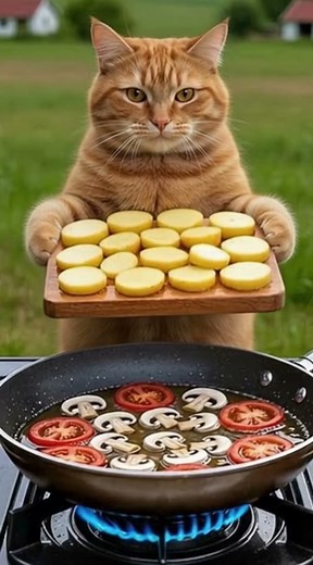 Cute Cat Cooking a Delicious Meal 😺🍳