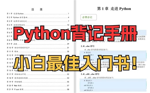 【Python背记手册】Python初学者入门必看神书，涵盖入门到进阶，超全语法，背完你的Python就牛了！