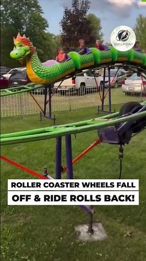 Kids Roller Coaster Disaster: Wheels FALL OFF & Ride Rolls BACK!