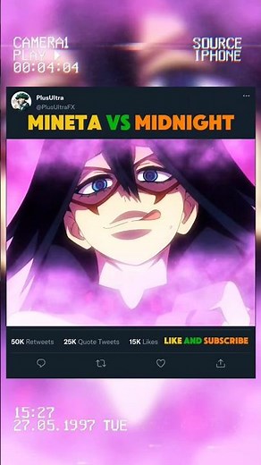 Mineta vs Midnight ☠️✨ | #myheroacademia #mha #bnha #anime #amv #edit #shorts