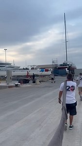 Moving the mighty 57 m ECsix forestay in place for installation on Ningaloo's rig... #futurefibres #ecsix #compositerigging #ningaloo #rsbrigging | RSB Rigging Solutions