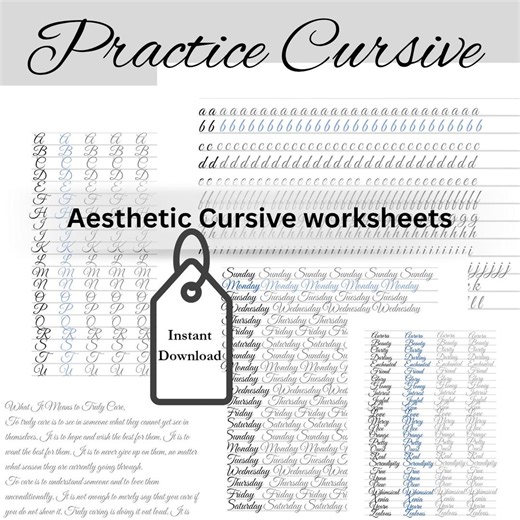 Cursive Handwriting Worksheets | Practice Sheets for Adults & Teens (PDF Digital Download) - Etsy