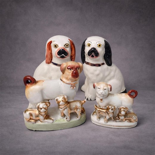 Vintage German Porcelain Dog Figurines Set Spaniel Puppies Miniature Dogs - Etsy