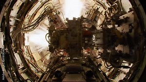 Intense Rocket Stage Separation Pyrotechnic Bay with Flashes of Light and Complex Mechanical System A Captivating Display of Cutting-Edge Aerospace Technology and Engineering Innovation Illuminating