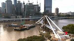 4.8K views · 19 reactions | Workers have taken advantage of today's clear, calm conditions to hoist a new section of the Neville Bonner Bridge into place. A fixed camera atop the QPAC building captured the action. 7NEWS at 6pm. More local news: 7news.com.au/news/qld #7NEWS | 7NEWS Brisbane | Facebook