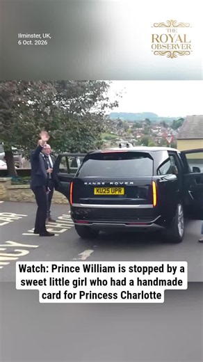 Prince William was stopped by a little girl during his visit to Ilminster Fire Station, who had made a special handmade card for Princess Charlotte. The sweet fan revealed she had asked Charlotte about her favourite colour, age, and school inside it.