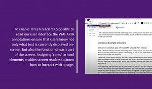 Collabora Online ➕ WAI-ARIA Annotations Explore how WAI-ARIA Annotations seamlessly integrate with Collabora Online, enhancing screen reader interactions for an inclusive web experience. Because Better Accessibility Is Better For Everyone. 💜 #WAIARIA #CollaboraOnline | Collabora Productivity
