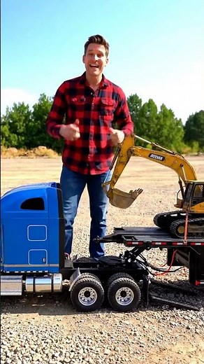 RC Heavy Haul Delivering the Excavator! 🤯🚛#rctruck #heavyhaulage #scalemodel