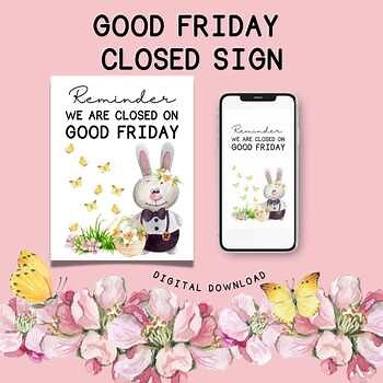 Closed For Good Friday Sign | Printable Closed For Easter Sign | Closed Easter