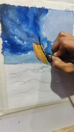 Easy beginner seascape painting with acrylic 🎨🖌️