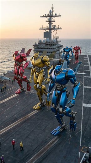 Multiple fighter jets undergo a simultaneous transformation test into futuristic robots