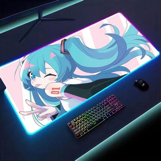 RGB Hatsune Miku Mouse Pad, Kawaii Anime Desk Mat, XXL Vocaloid Gaming Desk Mat, Cute Cartoon Desk Pad, Gift for Otaku - Etsy Australia