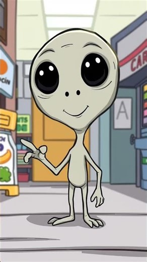 Alien Eats Banana—Wrong Way!