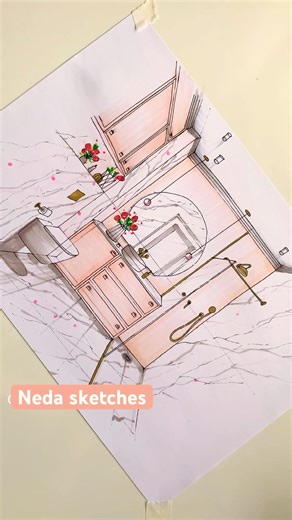 Bathroom Design Sketch | architecture drawing 🛁🫧#shorts