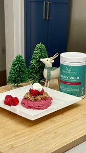 A delicious raspberry crusted dessert with no refined sugar using Wildly Living Daily Wild.🥰 it’s like a raspberry mousse meets a frozen sorbet and delivers healthy goodness! | Laura Schara