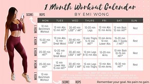 29K views · 962 reactions | 1 MONTH WORKOUT CALENDAR TO LOSE WEIGHT AND GET FIT! + 10 min FAT BURNING HIIT Full Body Workout一個月在家運動瘦身訓練完整計劃! + 第一日的超爆汗10分鐘HIIT~ YouTube: https://youtu.be/FL_fAd_K720 | Emi Wong | Facebook