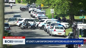 Three law enforcement officers were killed and at least five other officers were injured during a shootout at a home in Charlotte, North Carolina, while executing a fugitive warrant. Police say one suspect was killed and two additional individuals are being questioned. https://cbsn.ws/3wpjibc | CBS Evening News