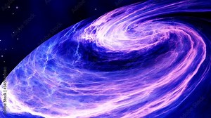 Barred Spiral Galaxy Spinning in Space Flying Through Stars.Whirlpool galaxy spiral gravitational forces. 3D rendering.