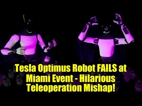 Tesla Optimus Robot FAILS at Miami Event - Hilarious Teleoperation Mishap!