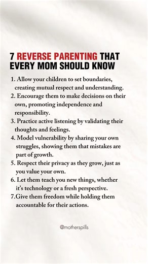 7 Reverse Parenting Tnat Every Mom Should Know 🥰 #parenting #psychology #children #parents #children #family | Mom Spills