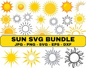 Sun SVG Bundle: Sunrise, Sunset, Sunshine Clipart (instant Download) - Etsy