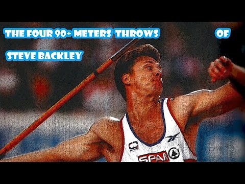 The four 90 meters + javelin throws of Steve Backley (GB)