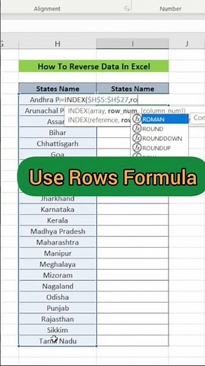 🔄 How to Reverse Data in Excel Using INDEX & ROWS Formula! 🔄