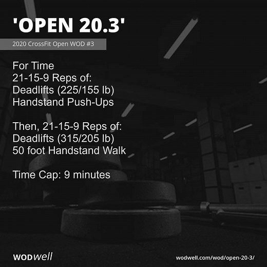 "Open 20.3" Workout, 2020 CrossFit Open WOD #3 | WODwell