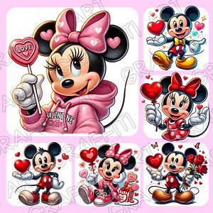 Mickey & Minnie Mouse Valentine PNG Bundle (digital Download) - Etsy
