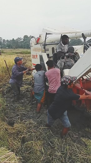Rescuing a Stuck Combine Harvester in a Muddy Field