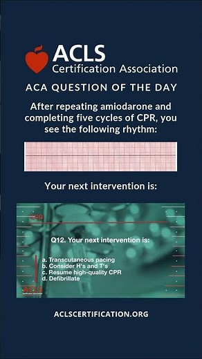 ACA Question of the Day | ACLS Megacode 4 Challenge #12 #megacode #acls #aclscertification