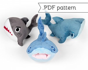 Sharks Plush Animal Sewing Pattern .pdf Tutorial Hammerhead Whale Shark - Etsy