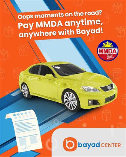 Quickly settle your MMDA payment with Bayad! Pay anytime via Bayad Online or App: 📱 app.bayad.com 💻 online.bayad.com O di kaya'y magpunta sa pinakamalapit na Bayad Center: https://www.bayad.com/BayadBranchesNationwide Regulated by the Bangko Sentral ng Pilipinas. | Bayad