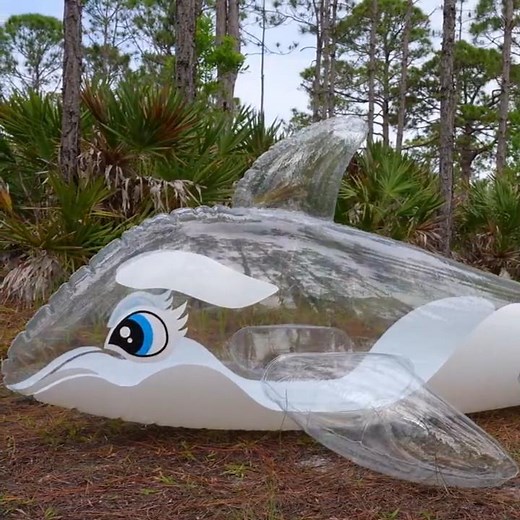 Giant Clear Blimp Whale Ride-On Pool Toy from Fuuzen Inflates