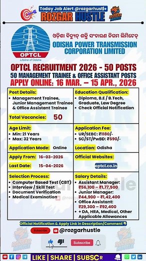 OPTCL Recruitment 2026 | 50 Posts | Apply Online