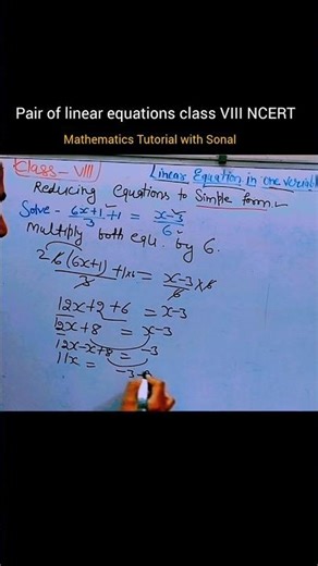 pair of linear equations Ncert class VIII maths