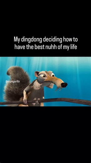 Gorilla Shmorilla on Instagram: "Scrat is the acorn-obsessed saber-toothed squirrel from Ice Age. Added originally as comic relief, his slapstick chases often trigger continental chaos—earthquakes, avalanches, even drifting continents—making him an accidental engine of prehistoric destruction and one of animation’s most persistent gag characters. #dank #memes #darkhumor #gf #sister"