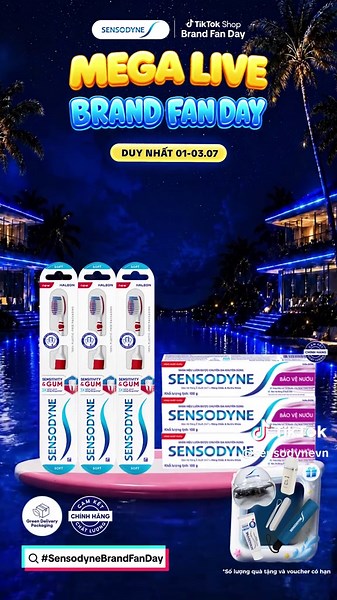Săn ngay siêu deal bộ đôi kem đánh răng Sensodyne Gum Care và bàn chải đánh răng Sensitive & Gum - Giúp bảo vệ nướu và không lo ê buốt Chốt đơn ngay tại Mega Live 1-3/7! #sensodynevietnam #sensodynebrandfanday #sensodynerepairprotect #sensodynebaovenuou #giamebuot